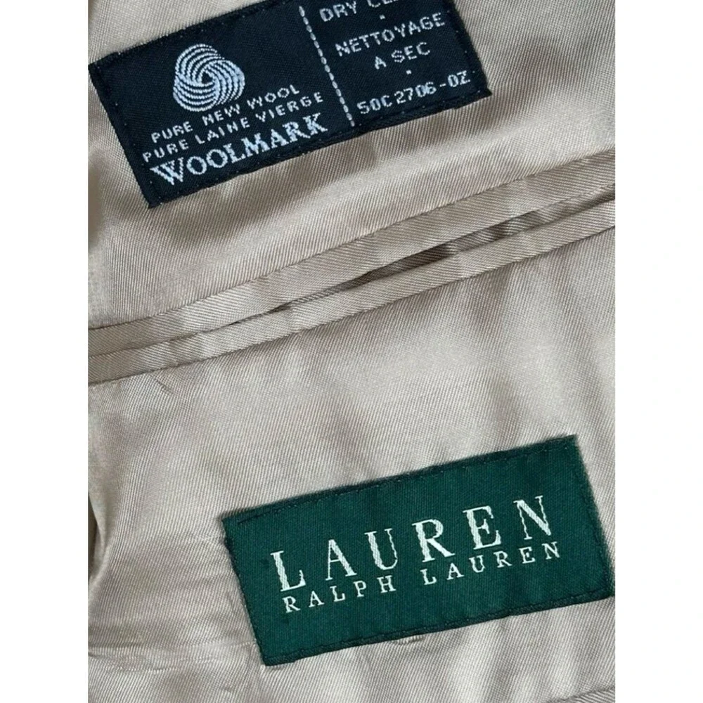 Lauren Ralph Lauren 100% Wool Gray Brown Check Sport Coat Blazer Men’s 44L NWOT